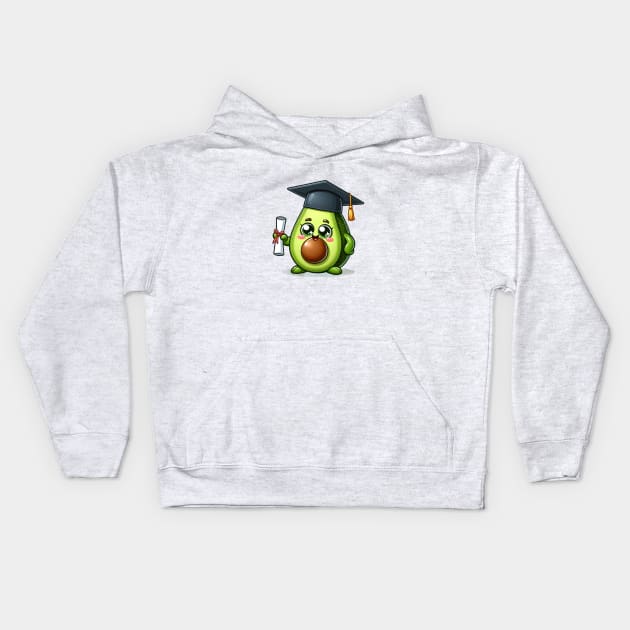 Cute Kawaii Graduation Avocado Kids Hoodie by Luvleigh